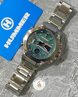 ساعت مردانه هامر 1444 دوزمانه نقره ای صفحه سبز Hummer-7536-G
